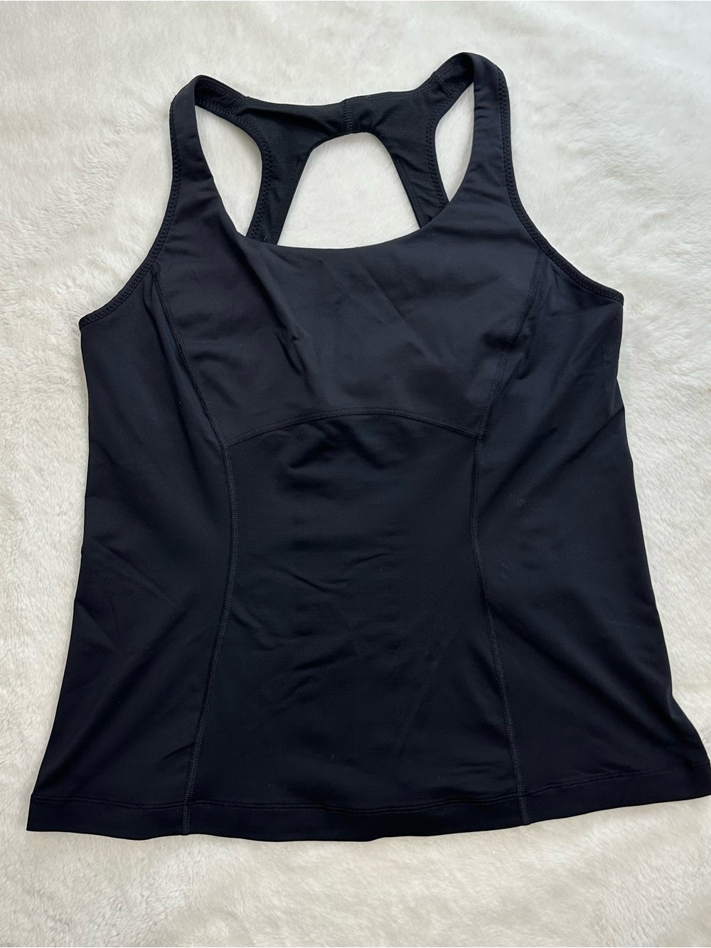Lululemon Run: Pace Tank Black Size 12 Built-in Shelf Bra - Mesh Back- Keyhole